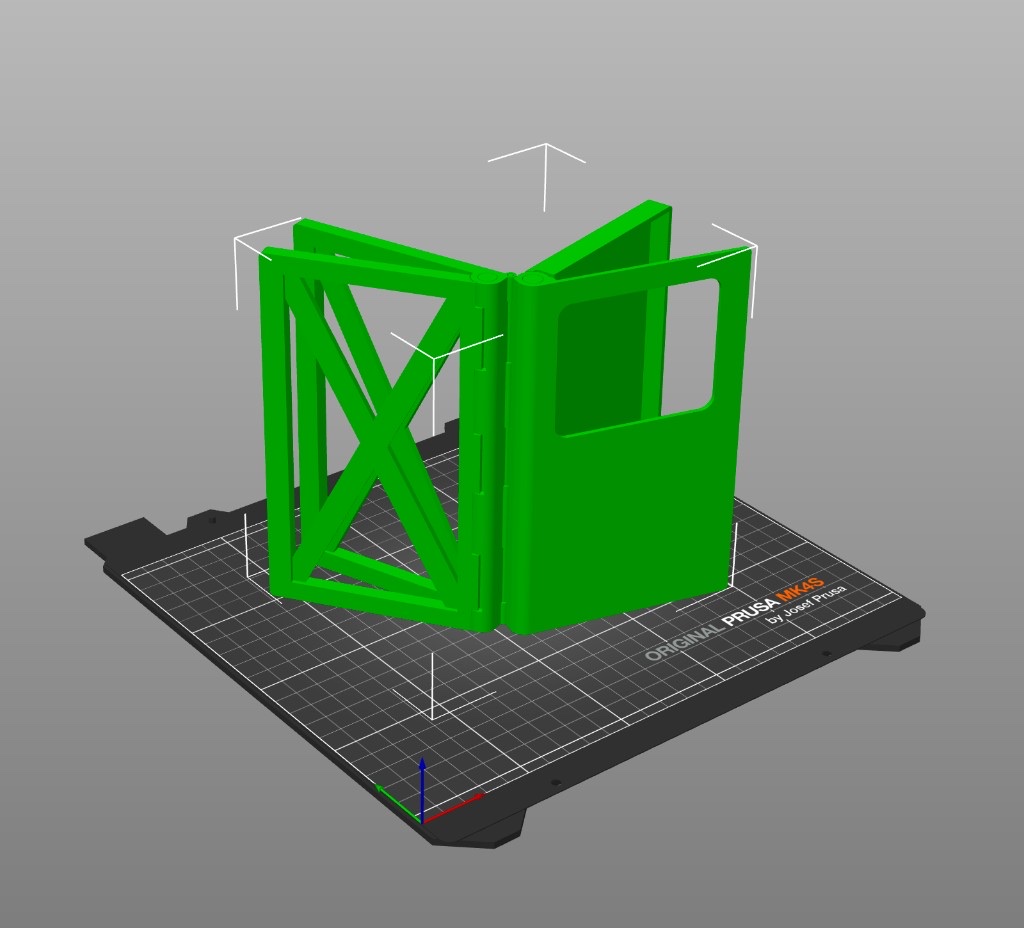 PrusaSlicer view of Gen 3 Dialed stand printed as one hinged piece